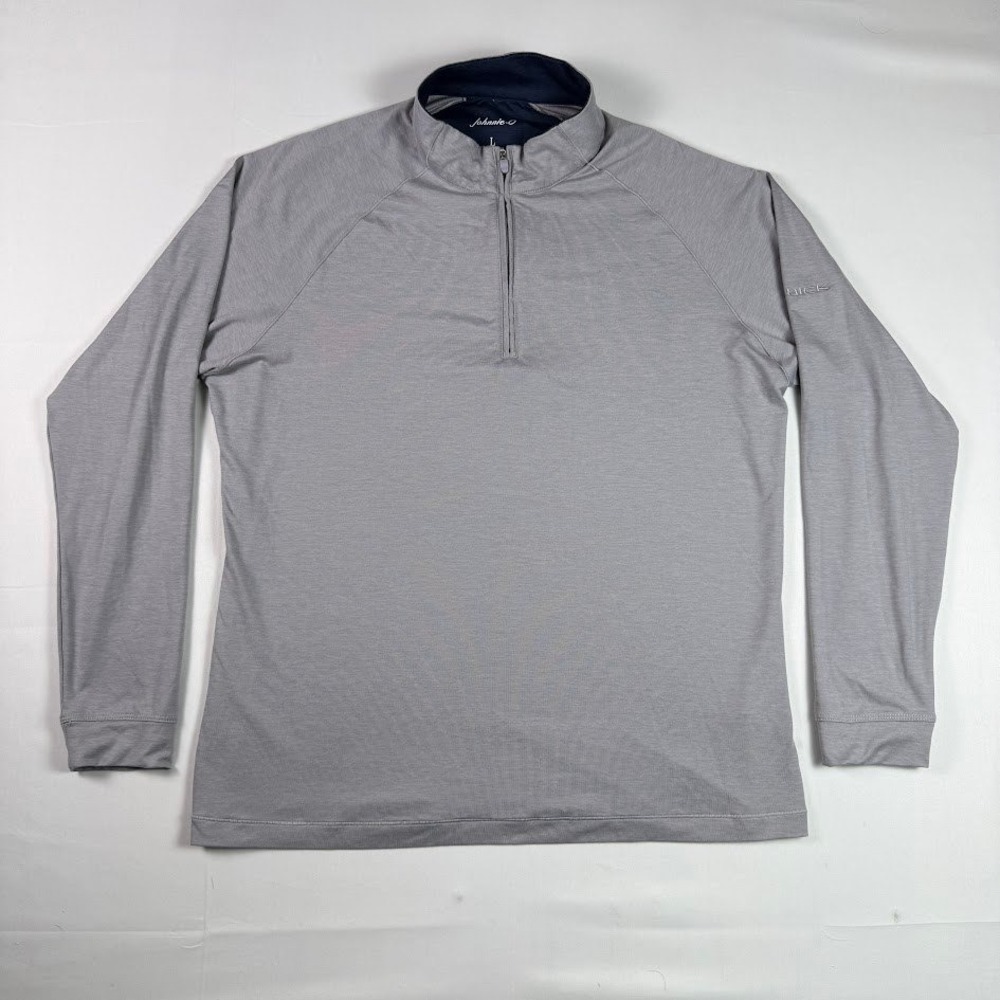 Johnnie-O Mens Freeborne Quarter Zip Buick Gray Pullover Mock Neck Size Large